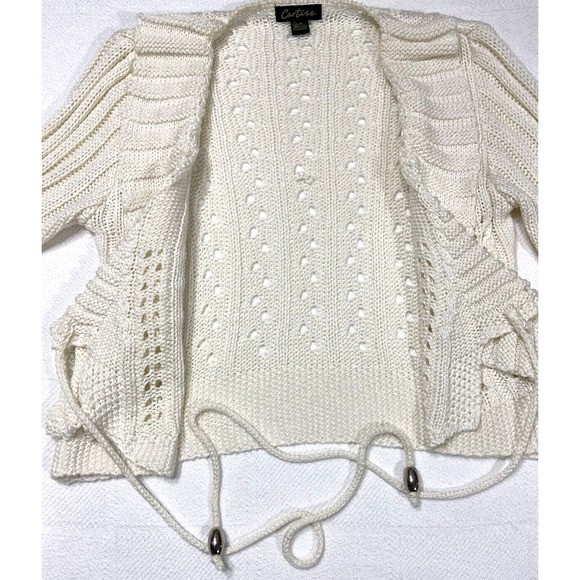 Cartise Cropped Cardigan Boutique Style Sweater Wrap Knit Juniors Large Ruffle - Picture 12 of 14